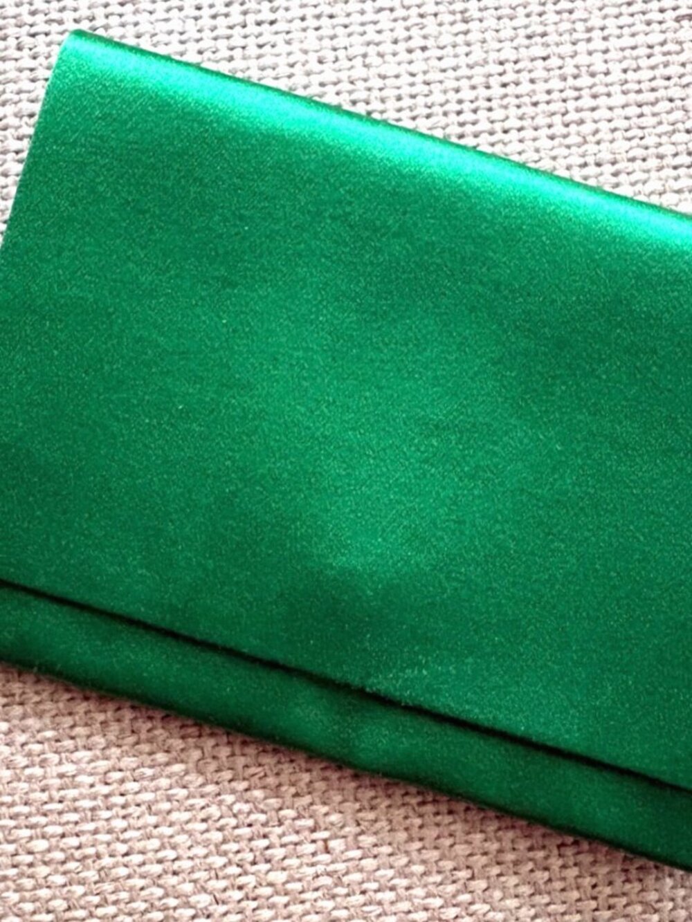 SATIN Peau de Soie Emerald Green Evening Wallet PALOMA PICASSO Black Satin Lined